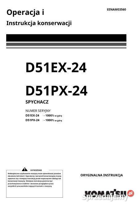 Komatsu D51EX24 D51PX24 instrukcja obsługi DTR Kielce sprzedam