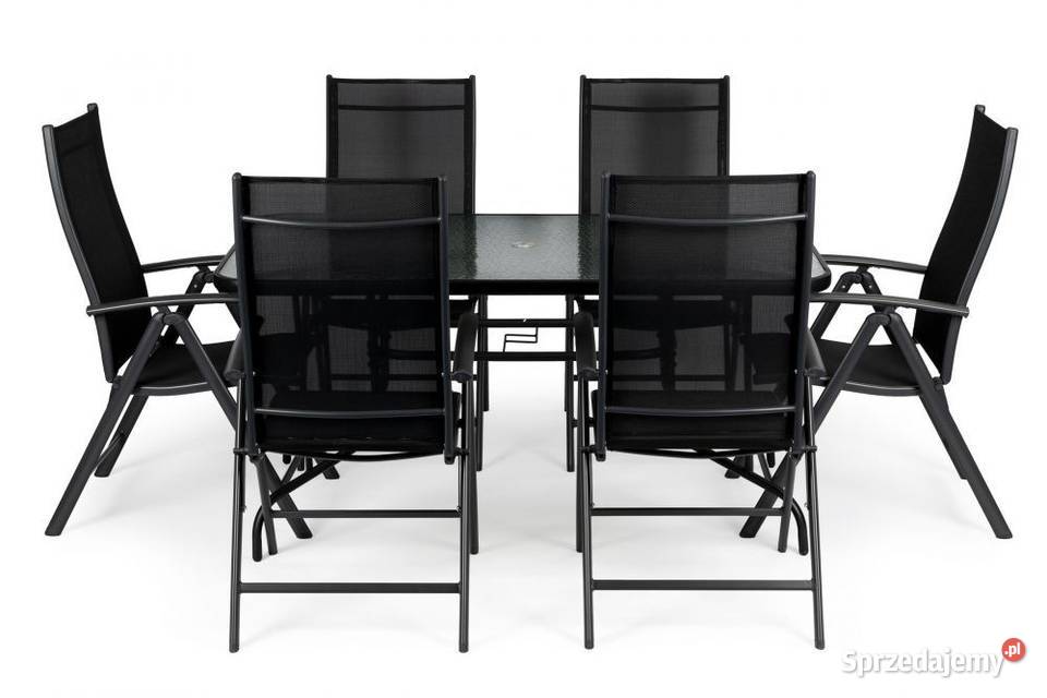 Komplet ogrodowy stół szklany 6 krzeseł zestaw 6 Bielsk Podlaski