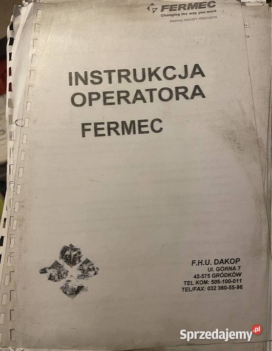 Instrukcja operatora obsługi FERMEC