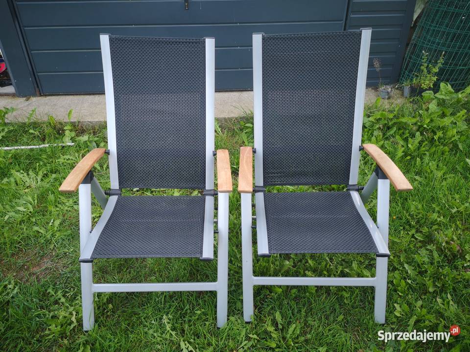 2 krzesła ogrodowe, aluminiowe z siatką