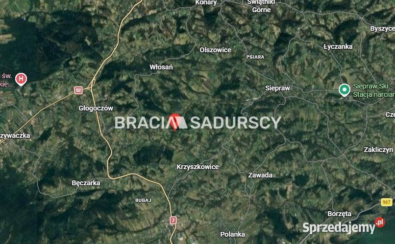 Ogłoszenie grunt 1689 metrów Myślenice utwardzona małopolskie