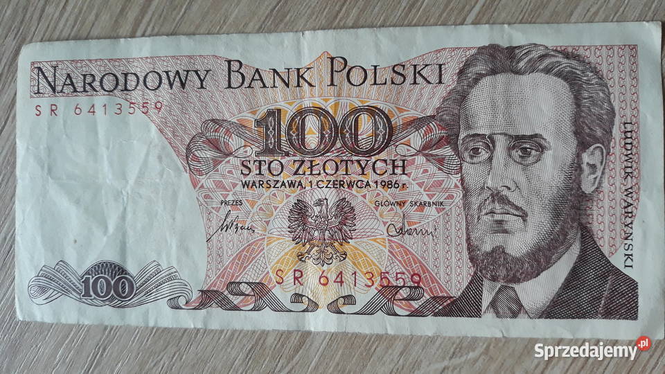 100 złotych 1VI1986 seria SR 2 Konin
