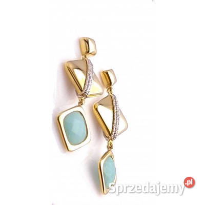 ZŁOTE kolczyki pr585 naturalny awenturyn NOWE Poznań
