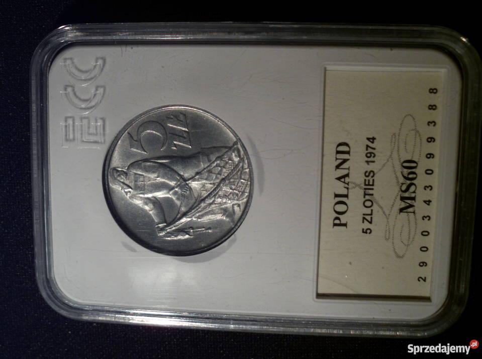 5 złotych 1974 RYBAK MS60 piękny Kraków sprzedam