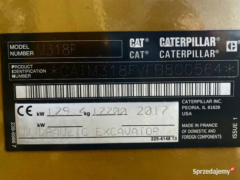Caterpillar M 318 F koparka kolowa z roku 2017 Koła Warszawa