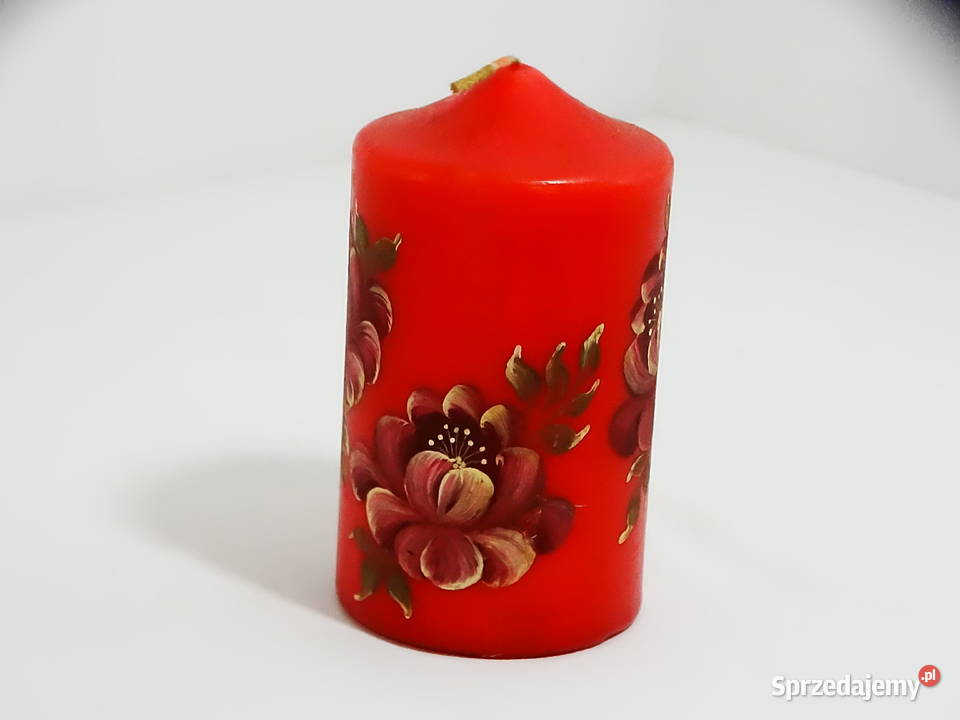 Świeca 14 z ręcznie malowanymi kwiatami
