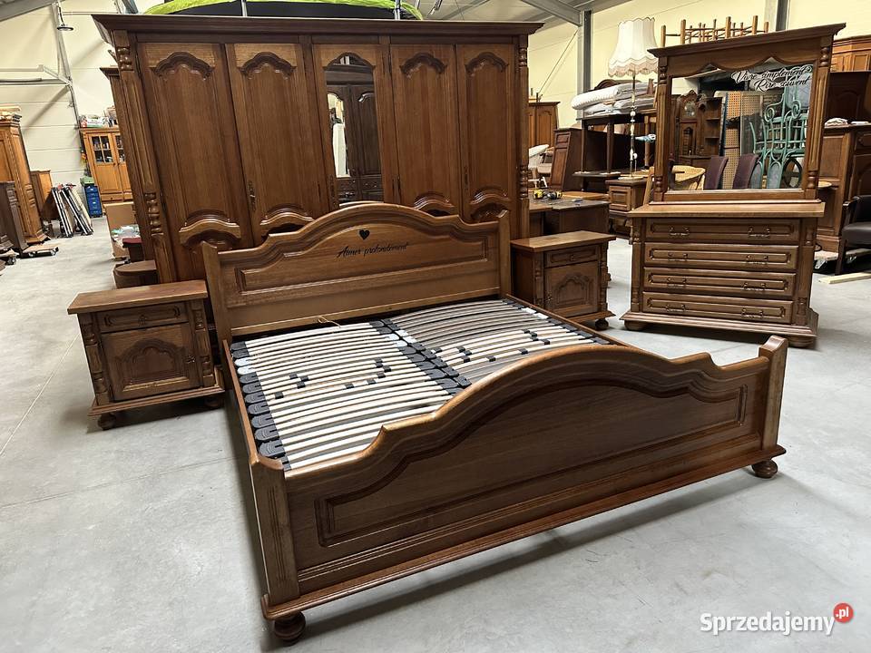 Dębowa sypialnia łóżko 180 szafki komoda szafa