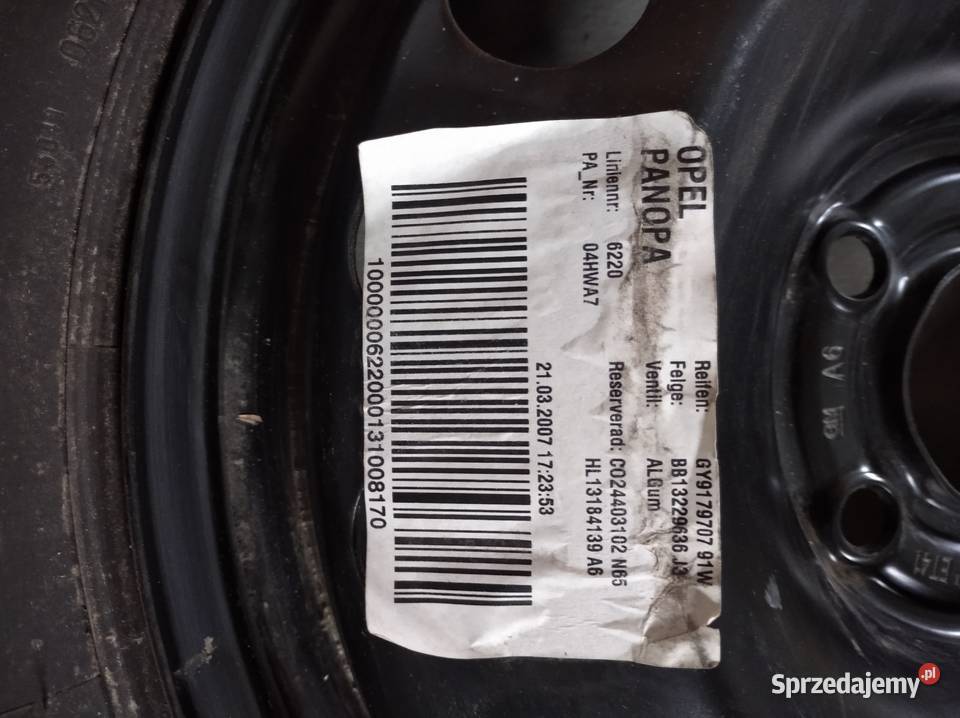 Koło dojazdowe 2160132 Opel 5x110 ET41 11570R16 Chojnów