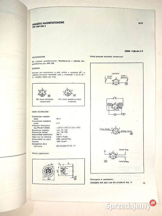 KATALOG UNITRA ELTRA ZŁĄCZA 1973 WM 590 WM545 Białogard