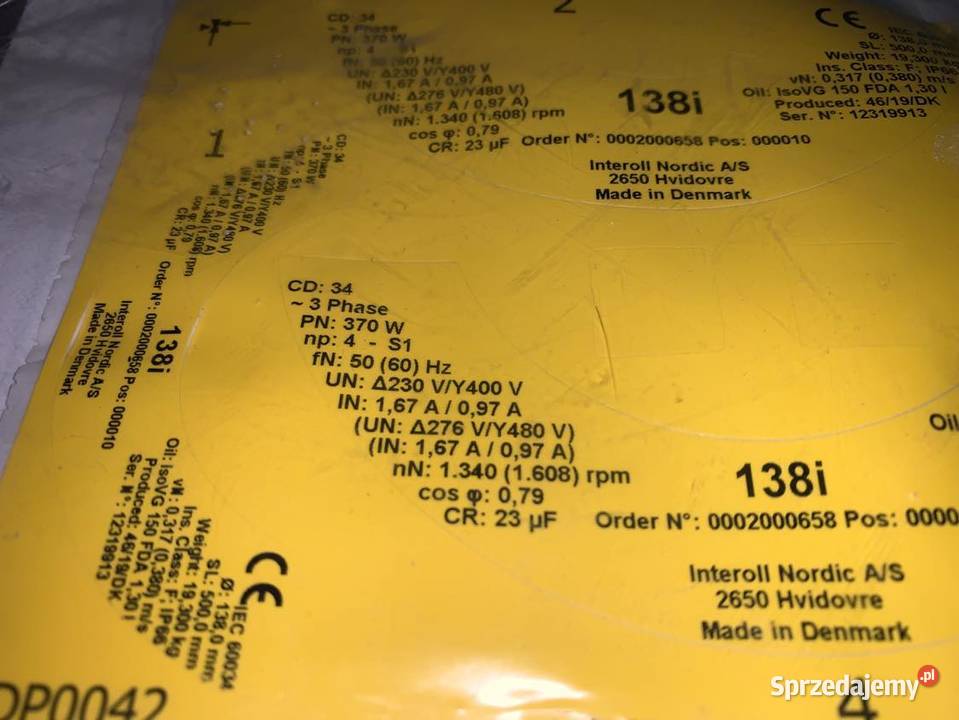 Interroll 138i Drum Motor 037kW 138mm x 500 mm mazowieckie Warszawa