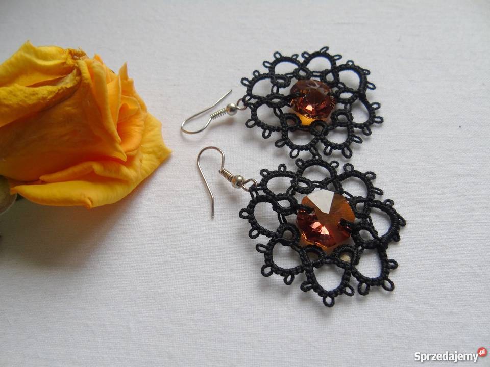 Kolczyki Frywolitkowe Wiśniowa