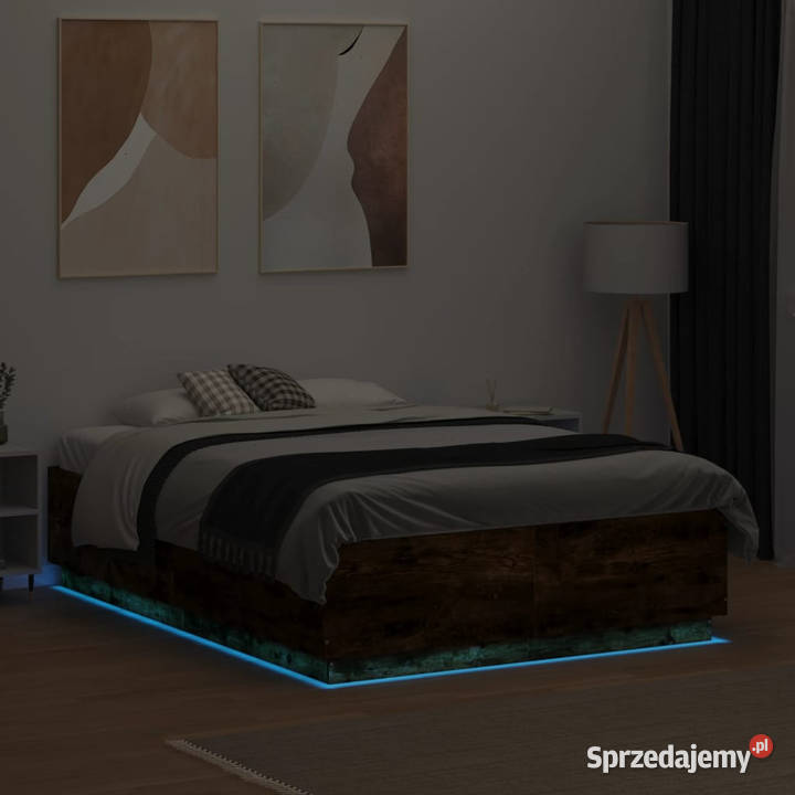 Rama łóżka z LED przydymiony dąb 120x190 mazowieckie Warszawa