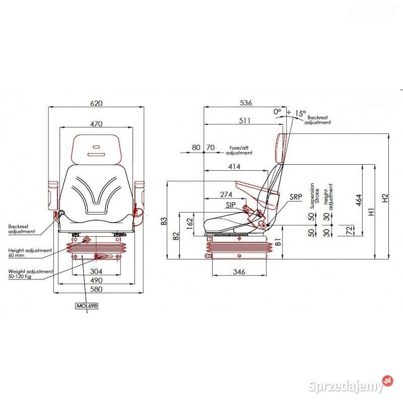 Siedzenie TOP5565RBK pneumatyczne z funkcją Białystok