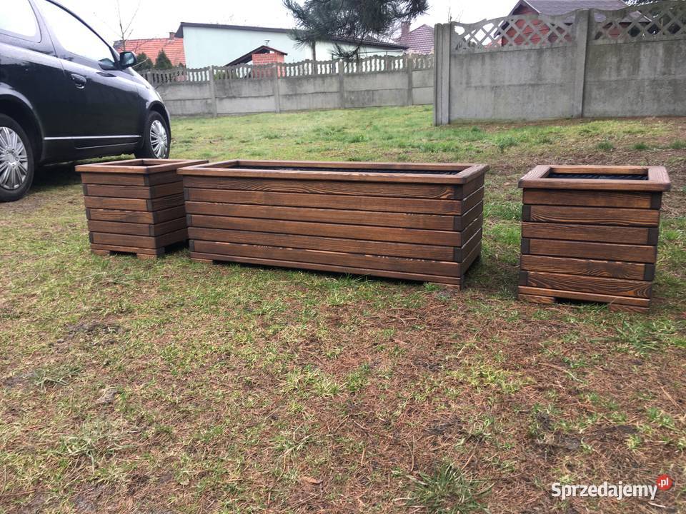 Donicedoniczki drewnianeogrodowepod wymiar wielokolorowy Kalisz sprzedam