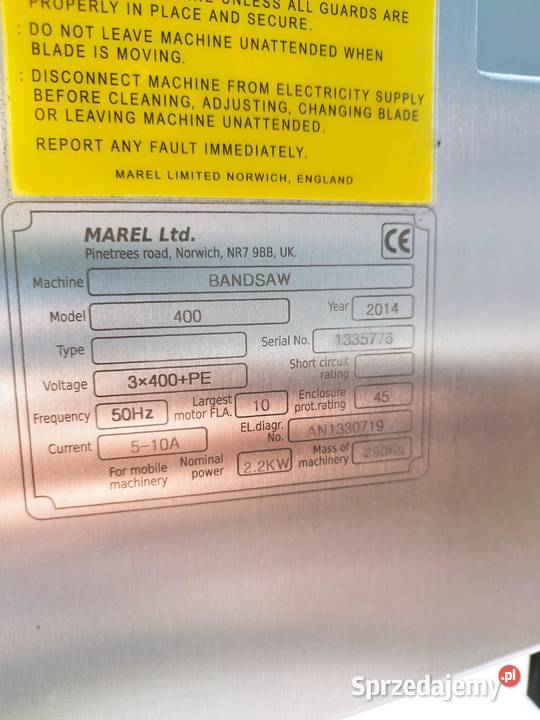 Piła taśmowa do cięcia mięsa kości MAREL Duża sprzedam