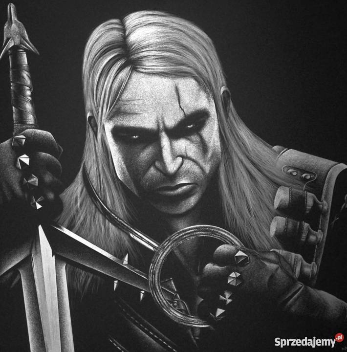 Ręcznie grawerowany w blasze Wiedźmin Geralt