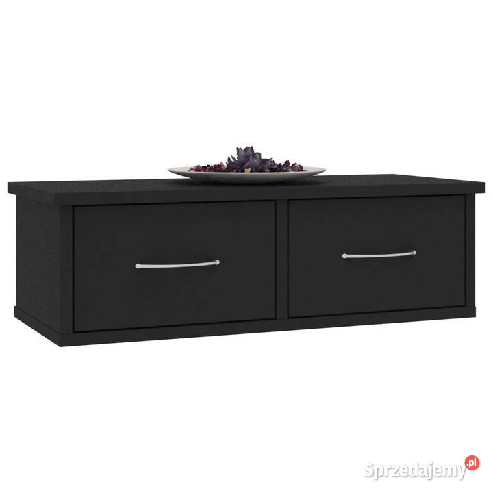 Półka ścienna czarna 60x26x185 materiał Warszawa