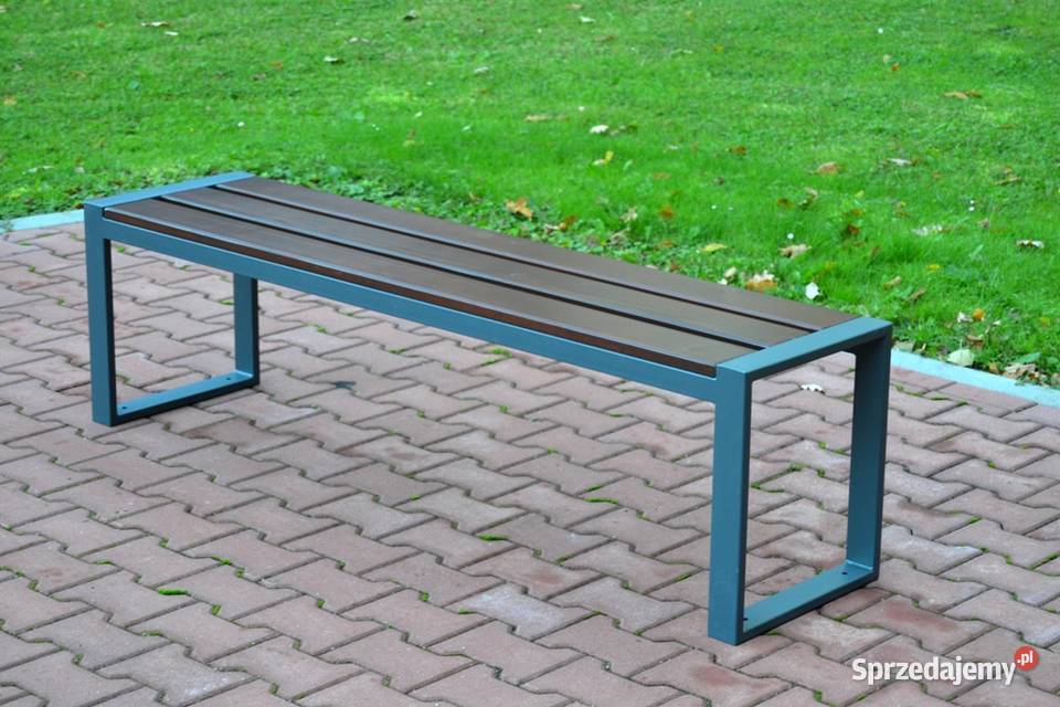 Ławka bez oparcia stalowa miejska parkowa lawki Tychy
