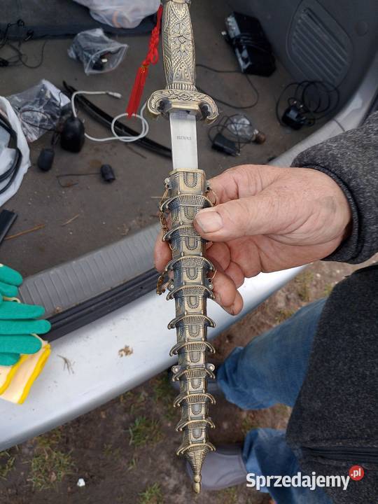 Nóż Finka nożyk tasak ozdobny ciężki sygnowany świętokrzyskie Grzymała