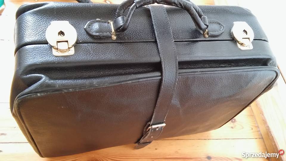 WALIZKA czarna skórzana antyk unikat sprzedam