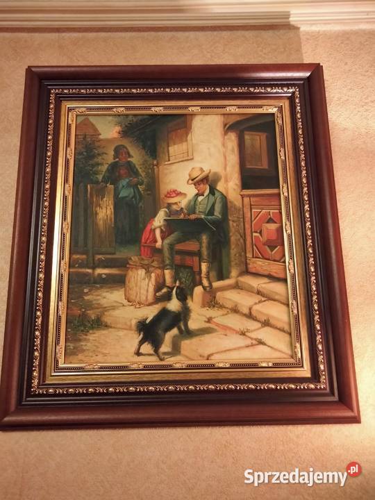 Obraz farby olejnena płótnie z piękną drewnianą wielkopolskie Gniezno