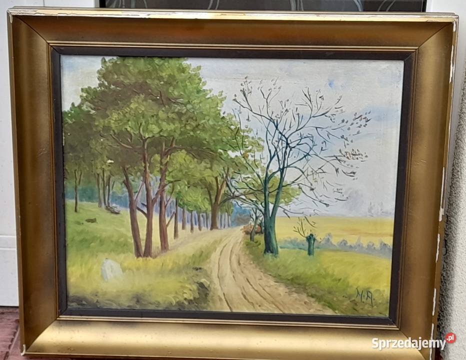 Polna droga obraz olejny sygnowany Iłża