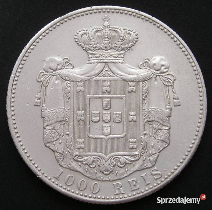 PORTUGALIA 1000 REIS 1899 CARLOS I SREBRO łódzkie Łódź