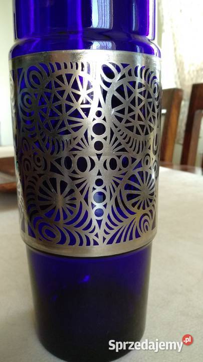 Wazon niebieskie szkło i stal nierdzewna Bydgoszcz