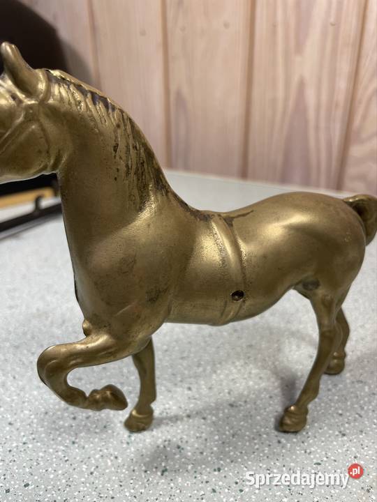 Mosiężny koń z wozem figura Antyk Rzeszów