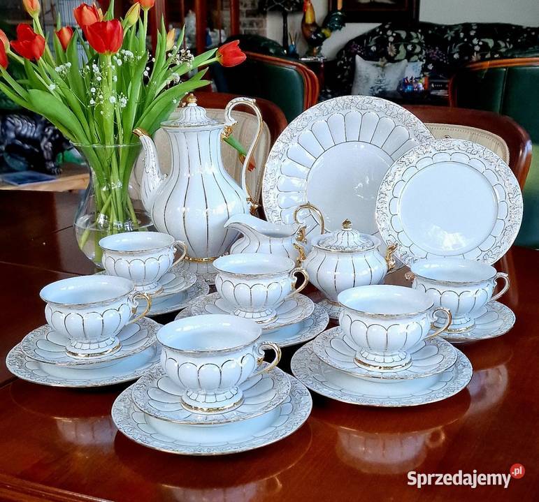 MiśniaMeissen XForm serwis kawowy 6osób z dużym Nałęczów