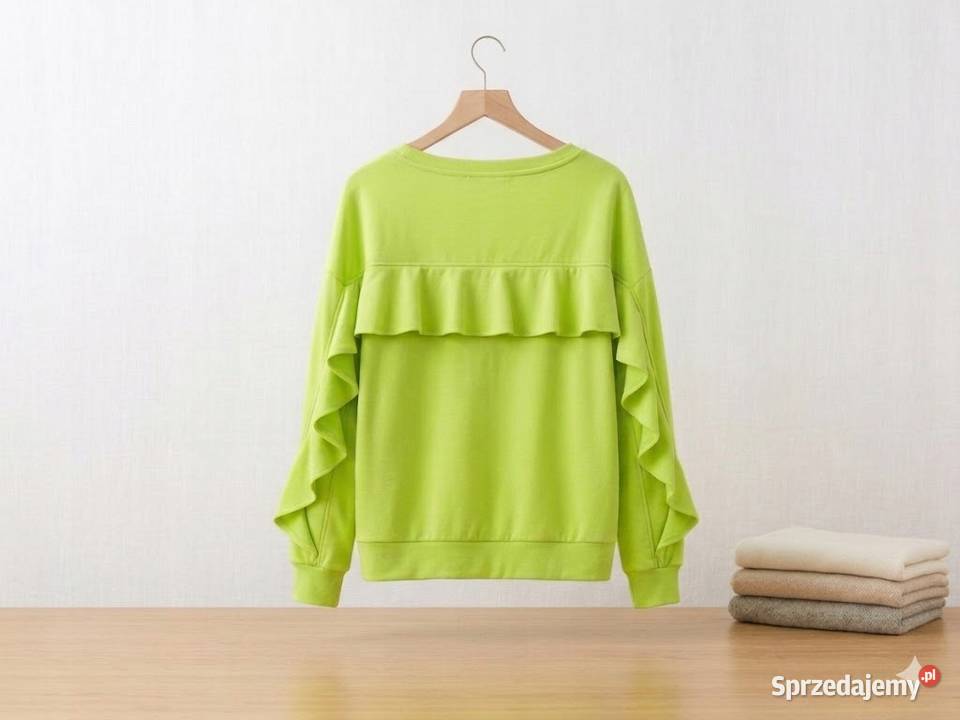 BLUZA bluzka damska z falbanami limonkowa biust kolorowy łódzkie Pątnów