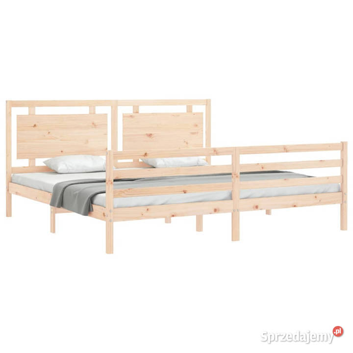 Rama łóżka z wezgłowiem lite drewno 200x200 Łóżka