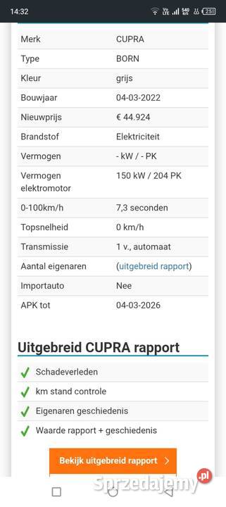 Cupra Born 77kwh 2022 204 Defect i 14000km małopolskie Kraków