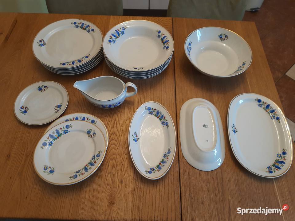 Serwis zestaw naczyń obiadowych wzór kaszubski