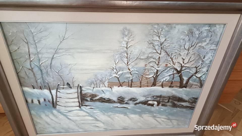 Piękny współczesny obraz Zima Warszawa