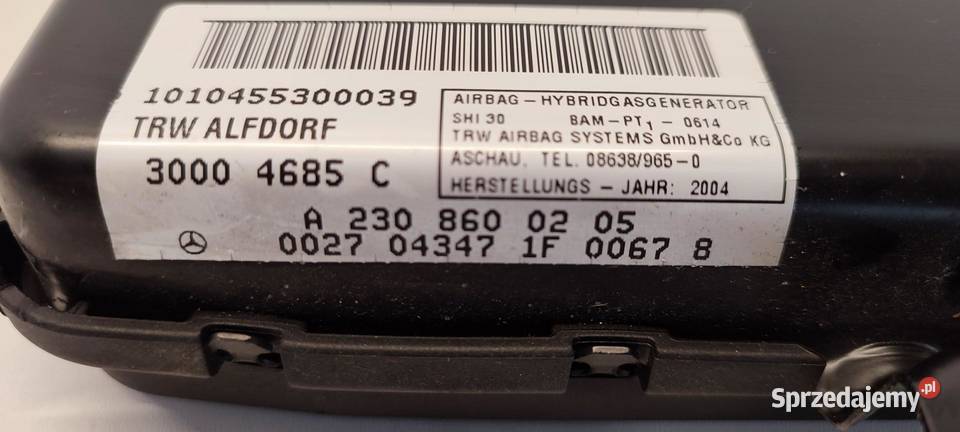 MERCEDES SL R230 PODUSZKA AIRBAG DRZWI PRAWA