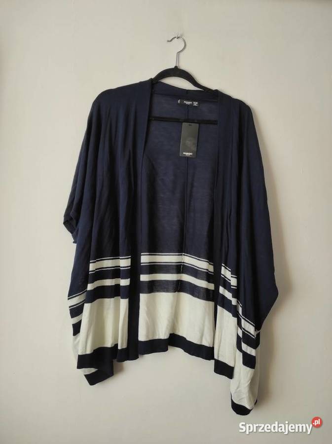 nowy onesize kardigankimono granatowo biały Swetry i golfy Białka