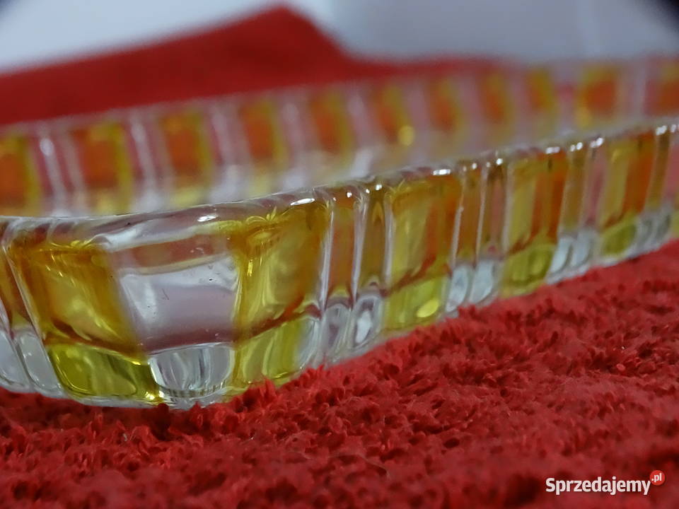 Duża szklana patera retro 34 Bursztynowy rant Biłgoraj sprzedam