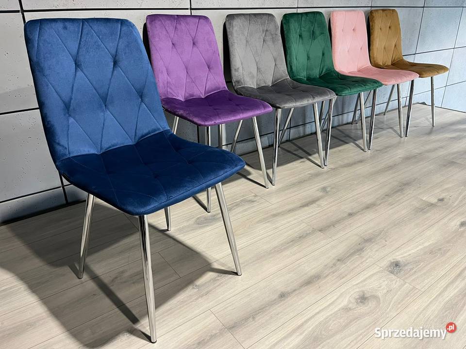 Krzesła tapicerowane pikowane welurowe glamour Meble Białystok