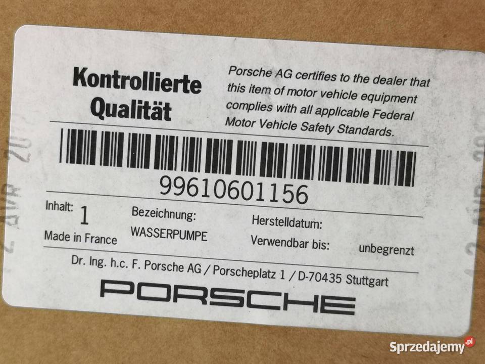 POMPA WODY PORSCHE 911 34 36 9705 ORYGINAŁ ASO