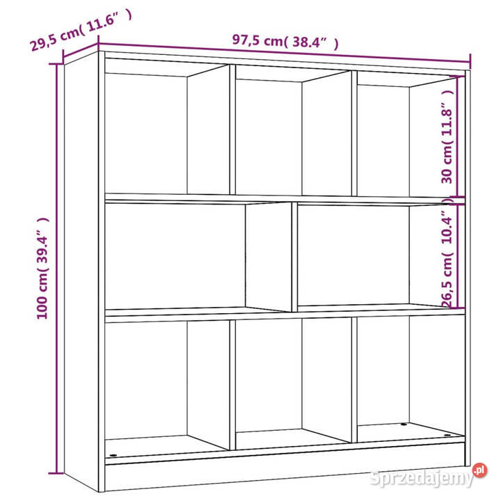 Regał na książki przydymiony dąb 975x295x100 Warszawa
