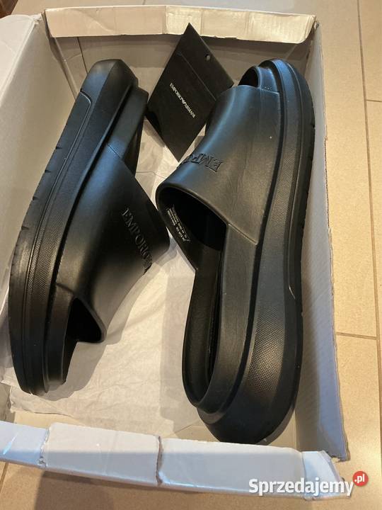 Klapki Męskie Czarne Emporio Armani 44 Nowe czarny Nowa Sól sprzedam