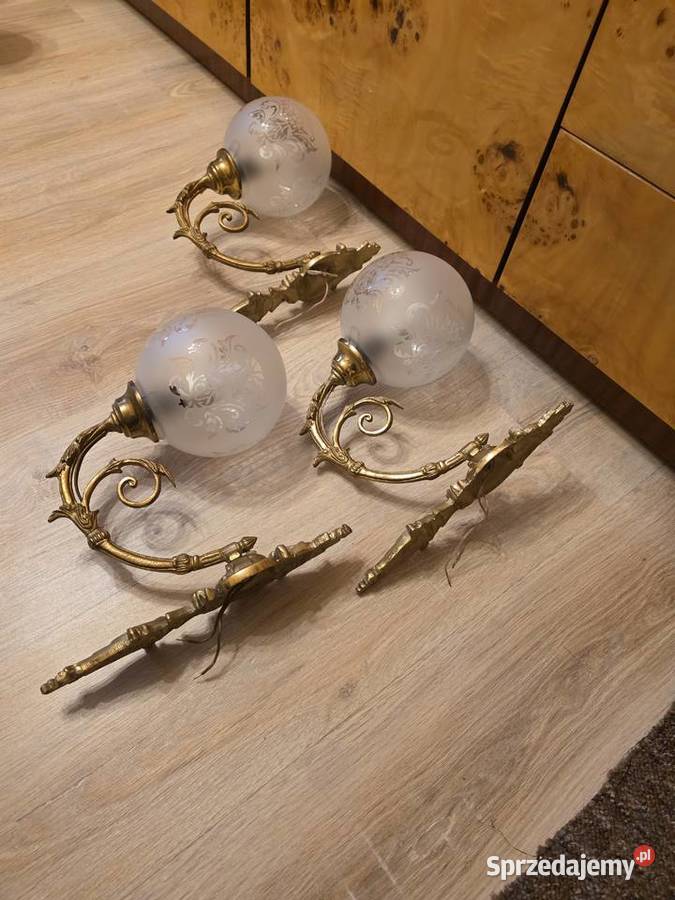 Żyrandol z mosiądzu 5 kloszy 3 kinkiety Bydgoszcz