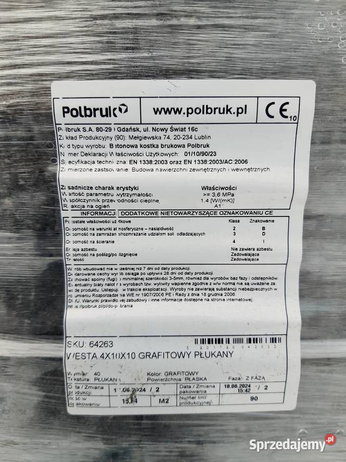 Kostka brukowa gr4 Vesta grafitowa plukana Łęczna