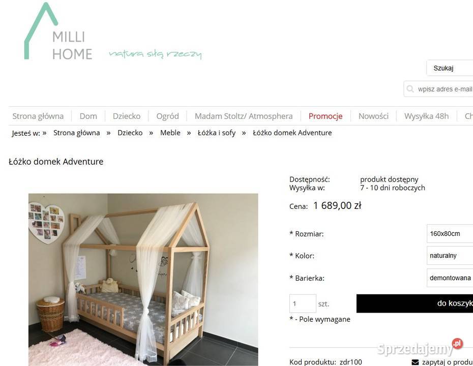 Dębowe łóżko domek dziecięce 160 x 80 Poznań