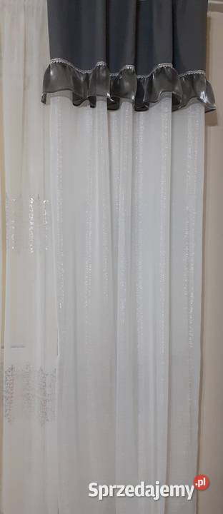 Firany zasłony dekoracyjne szara falbanka Firany Mława