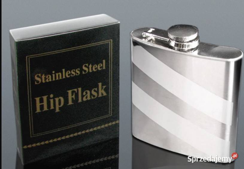 Srebrna w Paski Piersiówka ze Stali Nierdzewnej Ostrowy nad Okszą sprzedam