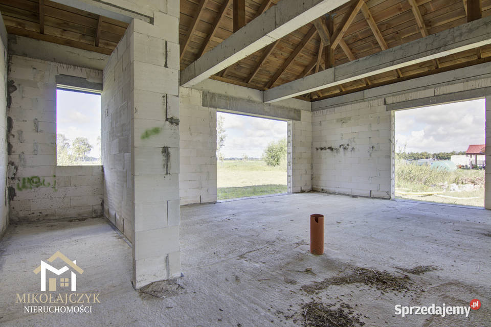 Dom wolnostojący do wykończenia Dąbrowa 128 m2 surowy otwarty Bartoszyce