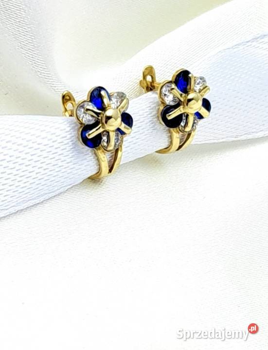 Kolczyki kwiatki Złote pr585 zapięcie angielskie złote Poznań