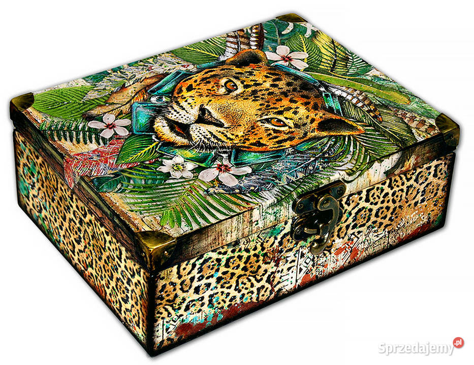SZKATUŁKA pudełko drewniane JAGUAR Amazonia